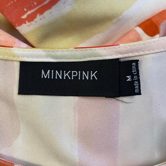 Minkpink Good‎ Life Tee Mini Dress Womens Size M Boho Pink Yellow - Picture 2 of 6
